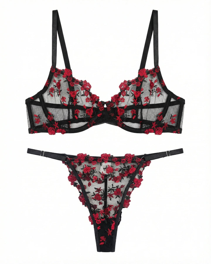 Non Padded Bra Set - Crimson