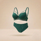 002.Victoria's Secret Premium Quality Double Padded Push- Up wire Bra Set With Stone Lace.