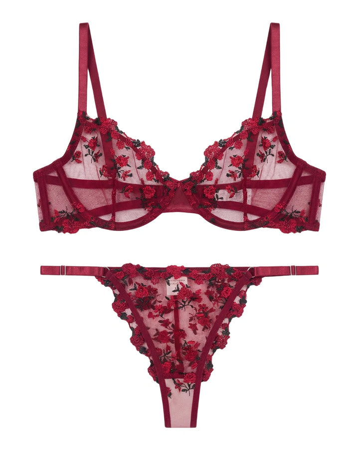 Non Padded Bra Set - Crimson