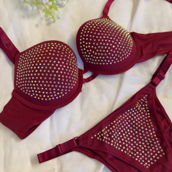 Crystal Stud Glam Bra Set ✨