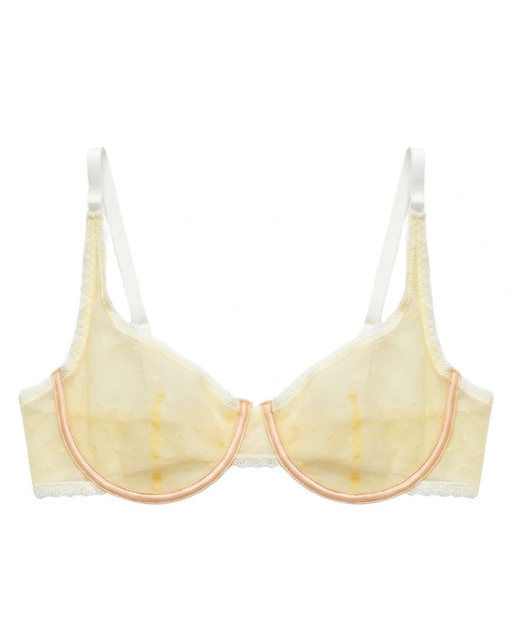 Non Padded Underwired Bra Set - Dot Mesh